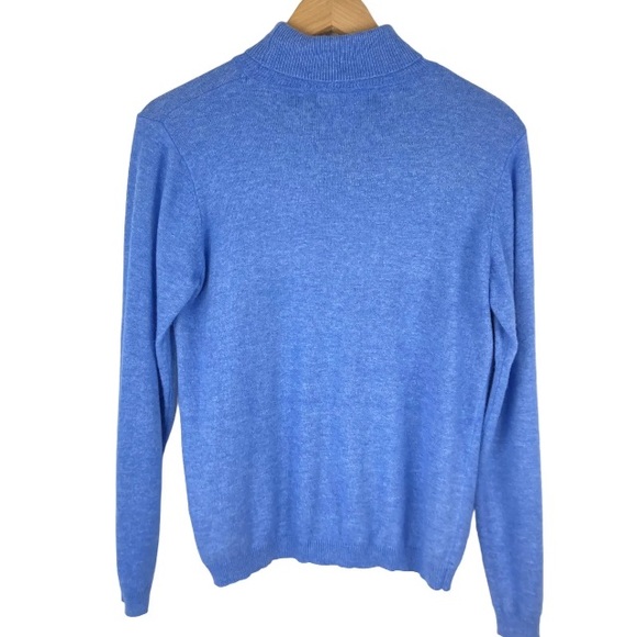 Womens Cashmere Angora Blend Jumper Roll Neck Wool Sweater Blue M Soft Fine Knit - Picture 4 of 8